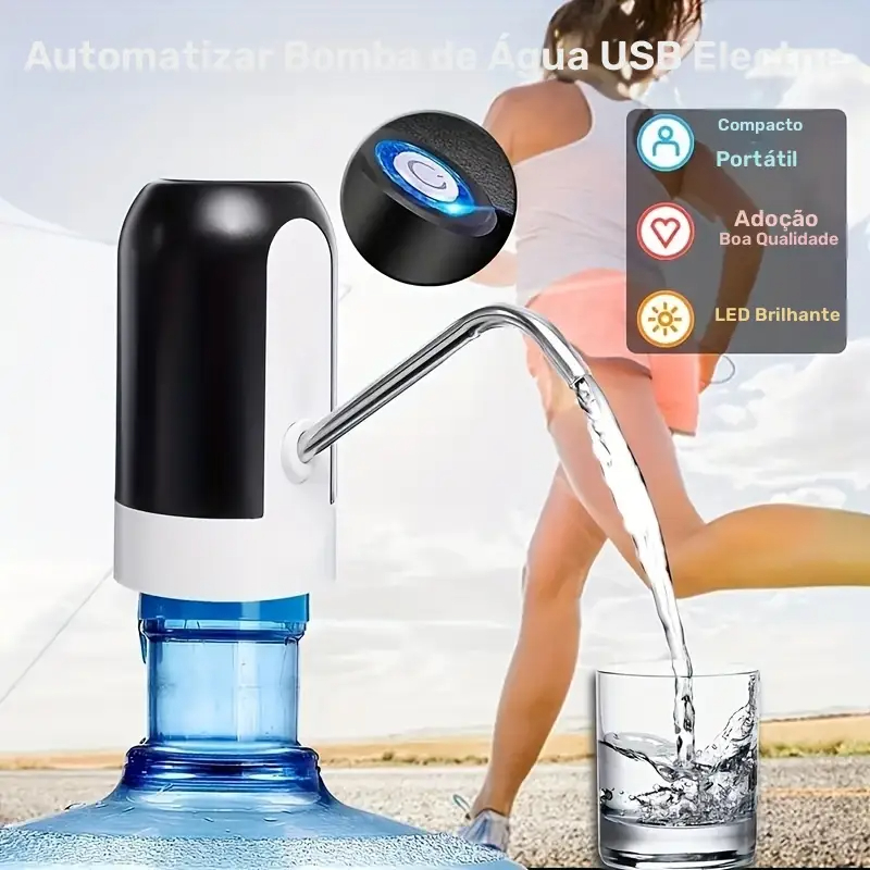BombaElétricaDeGalãoUniversalComCarregamentoUSBParaGalãoGarrafãoDeÁguaPromoção